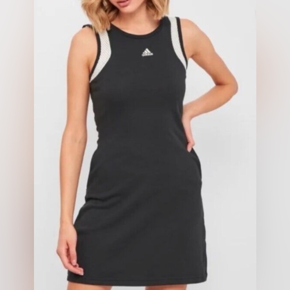 adidas x Zoe Saldana Collection Black Sleeveless Mini Dress w/ White Trim
